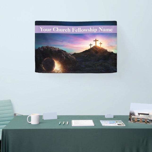 Drei Kreuze Sonnenuntergang Osterkirche Banner (Messe)