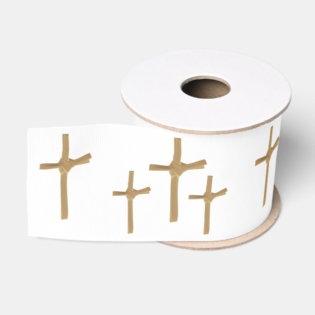 Drei Kreuze von Calvary im Golden Palm Blätter Kun Ripsband (Spule)
