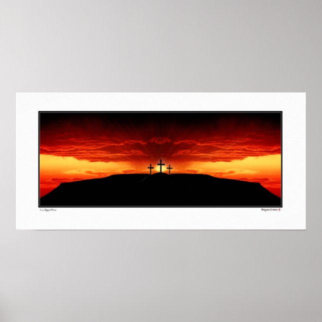 Drei Kreuze von Golgotha - er ist aufgewachsen! Poster (Vorne)