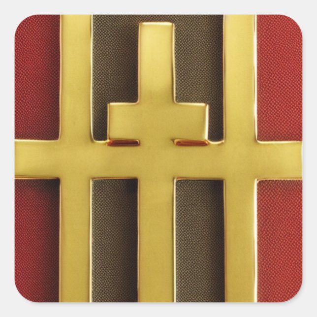 Drei Kreuzsticker Quadratischer Aufkleber (Vorderseite)