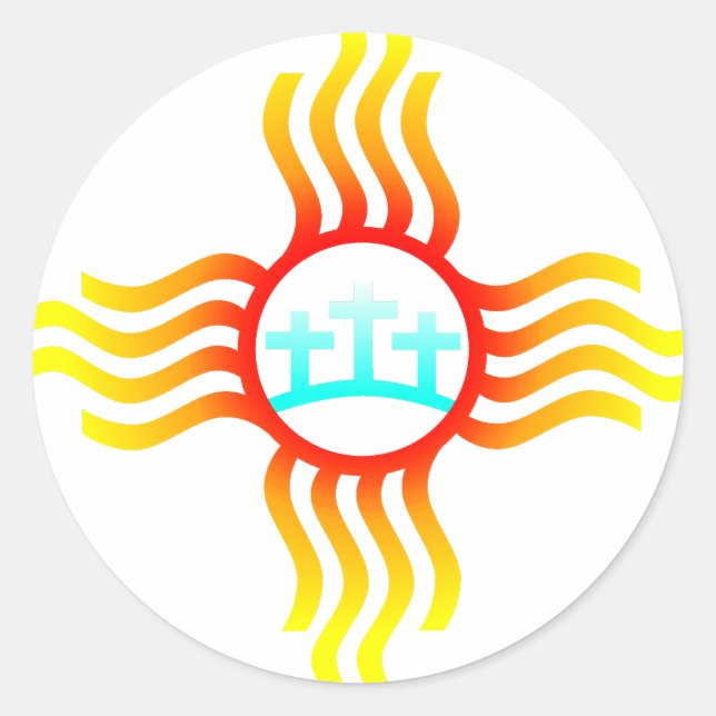 Drei Kreuzungen New Mexico Zia Runder Aufkleber (Vorderseite)