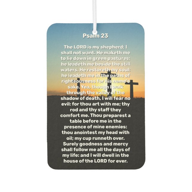 Drei Kreuzungen Psalm 23 Sunset Memorial Autolufterfrischer (Vorderseite)