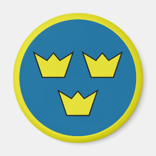 Drei Kronen-Schwede-Insignien Magnet