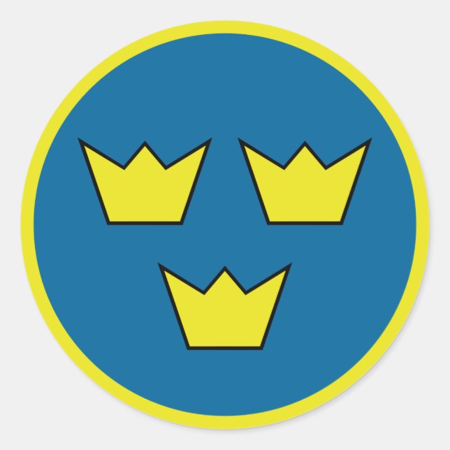 Drei Kronen Schwedisches Emblem Runder Aufkleber (Vorderseite)
