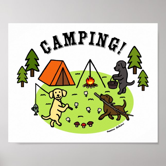 Drei Labradors Camping Poster (Vorne)