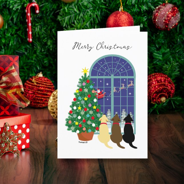 Drei Labradors Magische Nacht Weihnachten (Three Labradors Magical Night Christmas Cards.  Yellow Lab, Chocolate Lab, Black Lab included.  )