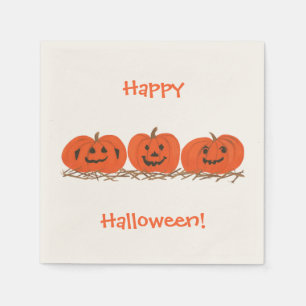 Drei lächelnde Kürbis Frohe Halloween Napkins Serviette