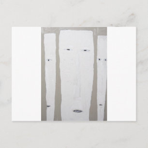 Drei lange Gesichter (naiver Expressionismus) Postkarte