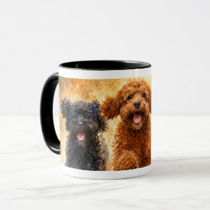Drei laufende Pudel-Wasserfarbenkunst Süßer Hund Tasse