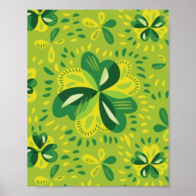 Drei leaf Clovers dekoratives Muster Poster (Vorne)