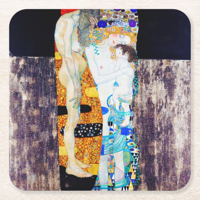 Drei Lebensjahre, Gustav Klimt Rechteckiger Pappuntersetzer (Vorderseite)