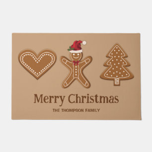 Drei Lebkuchen-Weihnachtsplätzchen-Formen & Text Fußmatte
