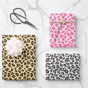 Drei Leopard-Prints Geschenkpapier Set
