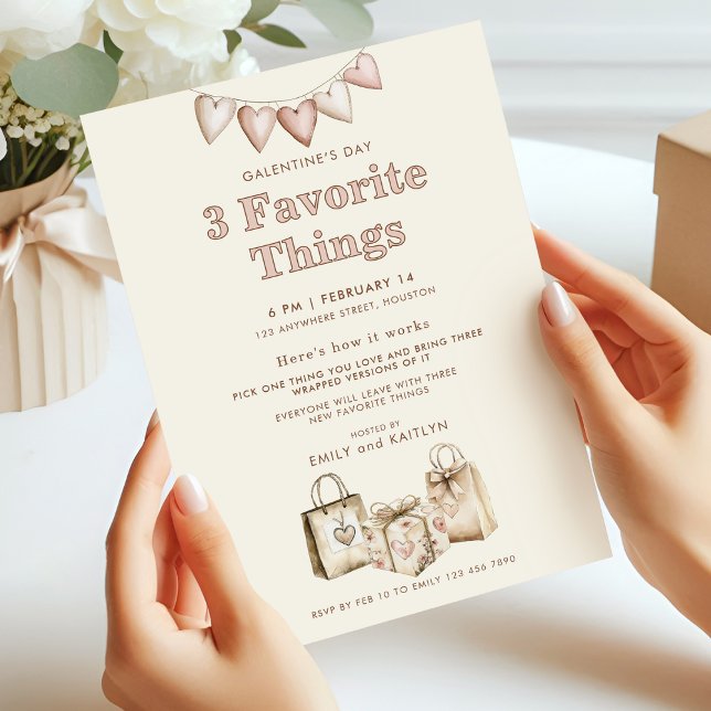 Drei Lieblingslieder Cream Galentines Party Einladung (Von Creator hochgeladen)