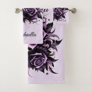 Drei Lila Rose Badhandtuch Set