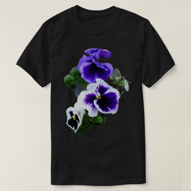 Drei Lila Stiefmütterchen in einer Reihe T-Shirt (Design vorne)