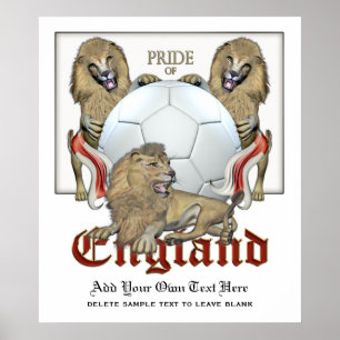 Drei Löwen Stolz auf den englischen Fußball Poster