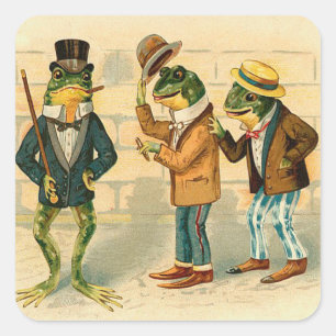 Drei lustige Frösche Quadratischer Aufkleber