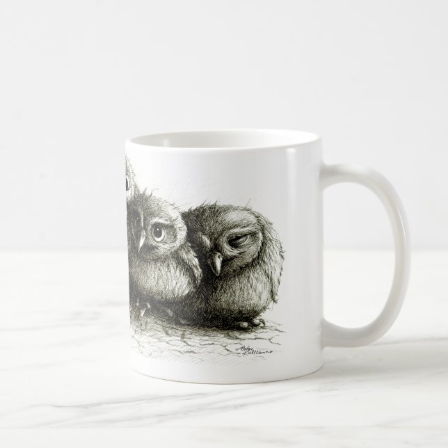 Drei lustige niedliche Eulen Kaffeetasse (Rechts)