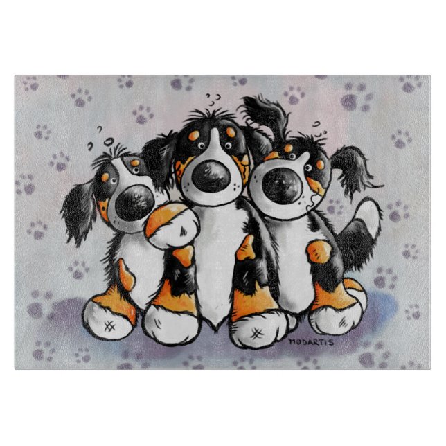 Drei lustiges Bernese GebirgshundeSchneidebrett Schneidebrett (Vorderseite)