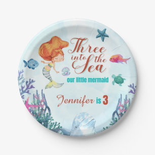 Drei Mal in die Sea Mermaid Girls 3. Geburtstag Pappteller