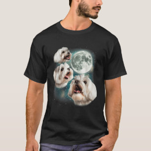 Drei maltesische Mond 3 süße heulende Hunde maltes T-Shirt