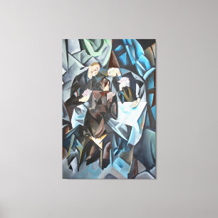 Drei Männer spielen geometrische Kunst nach Rockl Leinwanddruck