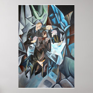 Drei Männer spielen geometrische Kunst nach Rockl Poster