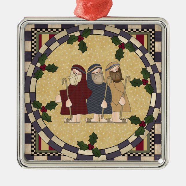 Drei Männers-Weihnachtsverzierung Ornament Aus Metall (Vorne)