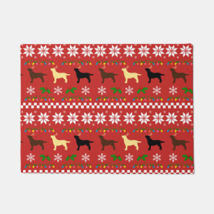 Drei Mantel-Farblabrador-Retriever-Weihnachten Fußmatte