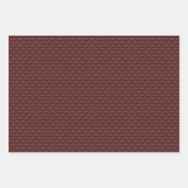 Drei Maroon & White Designer Wrapping Sheets Set Geschenkpapier Set (Vorderseite)
