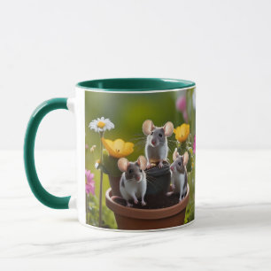 drei Mäuse in Blume Pots, Tasse