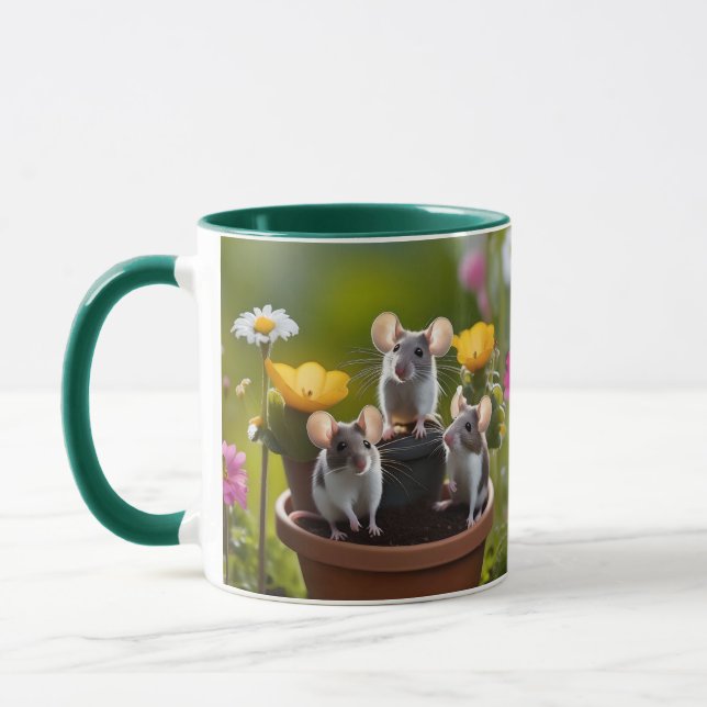 drei Mäuse in Blume Pots, Tasse (Links)
