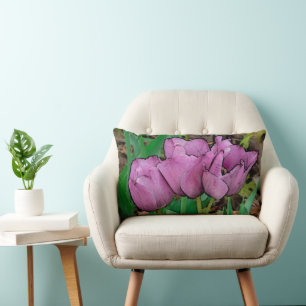 "DREI MAUVE TULIPS" LUMBAR PILLOW LENDENKISSEN