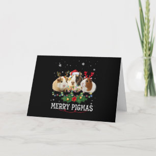 Drei Meerschweinchen Weihnachtsbeleuchtung Santa H Karte
