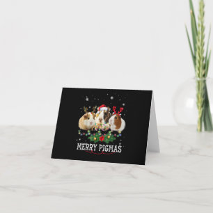 Drei Meerschweinchen-Weihnachtslichter Santa-Hut Karte