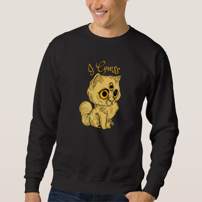 Drei Mit Augen Katze Ich schätze Meh Halloween Kos Sweatshirt (Vorderseite)