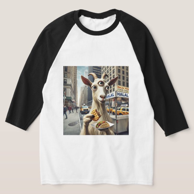 Drei Mit Augen Ziegen essen Halal im NYC T-Shirt (Ablage )