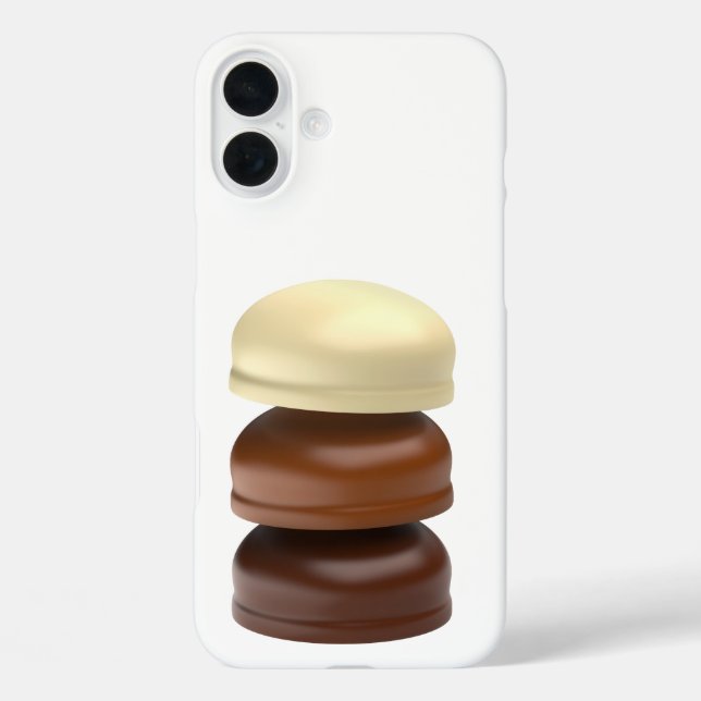 Drei mit Schokolade überzogene Marshmallows iPhone 16 Plus Hülle (Rückseite)