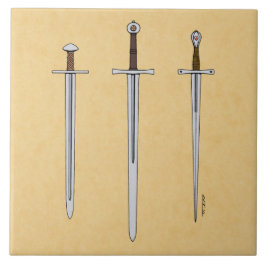 Drei mittelalterliche Schwerter 2016 Fliese