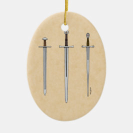 Drei mittelalterliche Schwerter 2016 Keramik Ornament