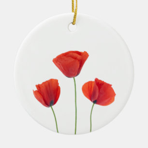 Drei Mohnblumen Keramik Ornament