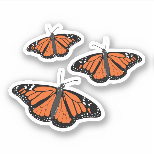 Drei Monarch Butterfly Aufkleber (Vorderseite)