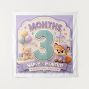 Drei Monate der Entdeckung – Kleiner Babymilestone Wandteppich