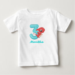 Drei Monate niedlicher Dinosaurier Baby T - Shirt