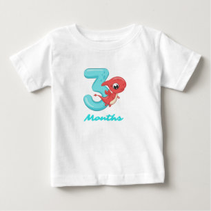 Drei Monate niedlicher Dinosaurier Baby T - Shirt