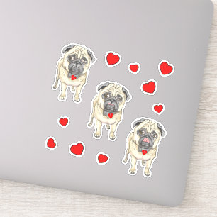 Drei Mops Hunde Aufkleber