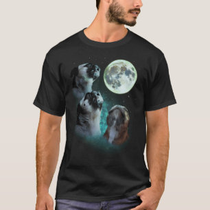 Drei Möpse heulen den Mond an, lustiger Hundebesit T-Shirt