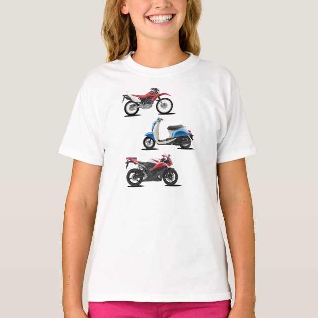 Drei Motorradmädchen T - Shirt (Vorderseite)