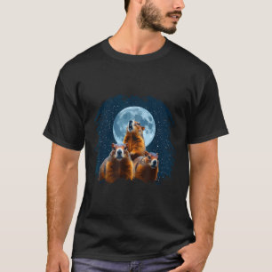 Drei Murmeltiere Kopf und Mond Frohes Murmeltierta T-Shirt